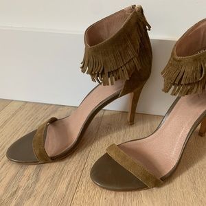 Joie brown suede fringe heels size 38